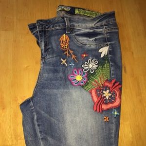 embroidered skinny jeans